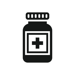 Obraz premium Antibiotic Bottle Black & White Vector Design