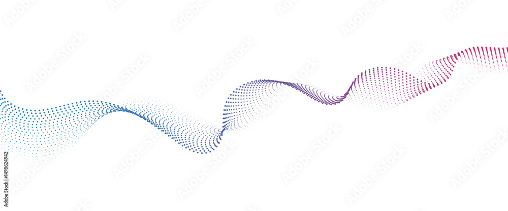 Fototapete flowing dot wave halftone gradient pattern on transparent background