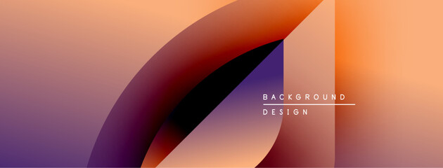Fototapeta premium Abstract gradient background. Overlapping shapes create dynamic visual effect. Warm colors dominate composition, purple accents present. Minimalist design.