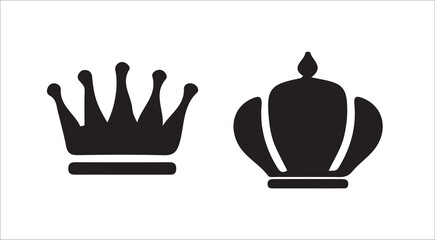 Minimal Crown Icon Set – Black Silhouette  Symbols.