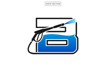 Power wash logo design vector with letter B concept.template design illustration