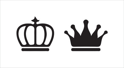 Luxury Crown Icons in Flat Style.