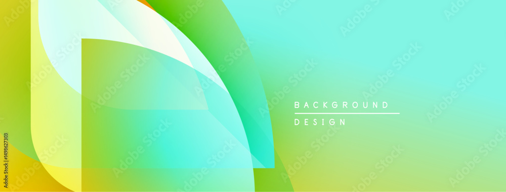 Aufkleber abstract geometric shapes overlap, creating vibrant gradient effect. light green, yellow, turquoise 