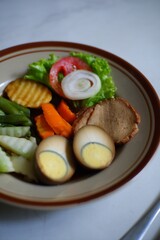 Close up of salad with eggs 