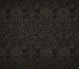 Dark, intricate gothic damask wallpaper  Seamless pattern, vintage aesthetic ,  dark background,  scroll,  illustration