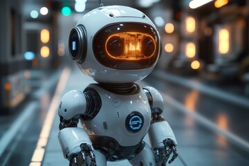 Fototapeta premium Robot in futuristic garage