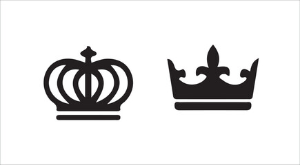 Modern King and Queen Crown Icons.