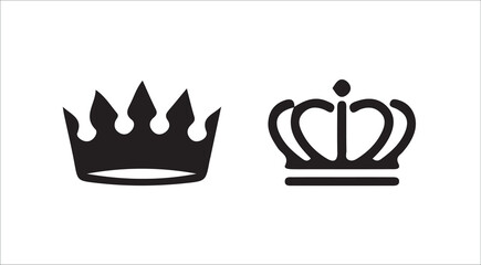 Modern King and Queen Crown Icons.