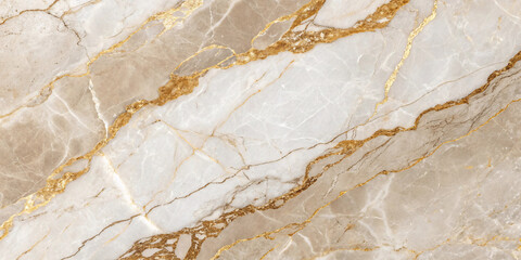 Fototapeta premium Cream-colored marble with delicate gold veining throughout, creating an elegant and subtle natural pattern across the stone