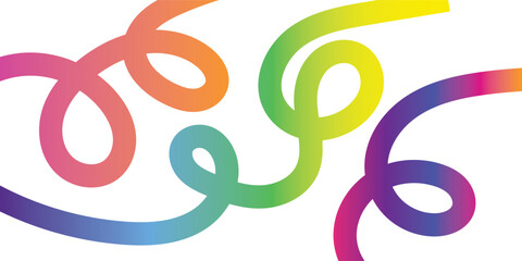 Colorful Abstract Gradient Wavy Line on white background. Colorful Abstract Gradient curvy shapes. Gradient Rainbow Color Abstract doodle line shapes.