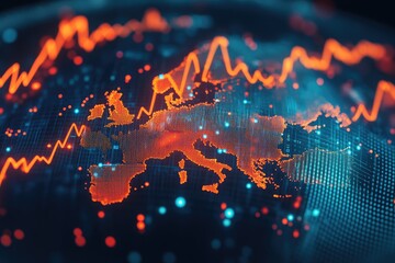 Fototapeta premium Global Economy Graph, EU Focus