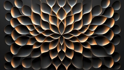 Ornate, symmetrical, layered design with warm highlights.