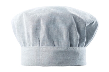 White chef hat isolated on black background - classic culinary headwear, cut out