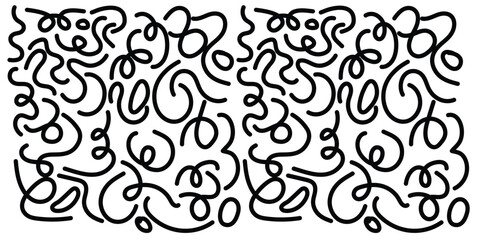 Fun Abstract Wavy Line Design. Modern Abstract Background Wavy Ribbon Lines. Fun black and white color line abstract doodle seamless pattern