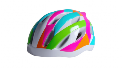 Colorful kids bicycle helmet isolated on transparent background