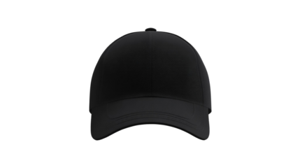 Black baseball cap mockup isolated on transparent background