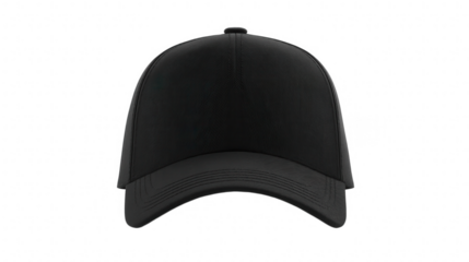 Black baseball cap mockup isolated on transparent background