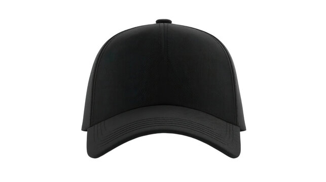 Black baseball cap mockup isolated on transparent background
