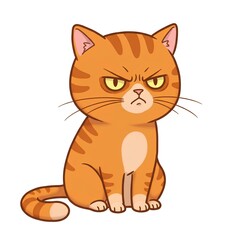 Annoyed Orange Feline Character Sitting
