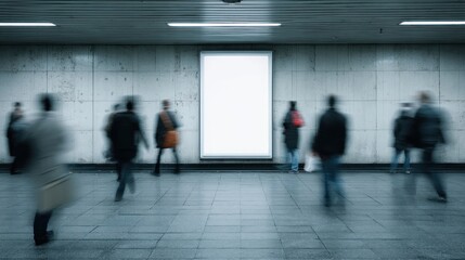 Fototapeta premium Blank Billboard in Motion Blur Subway
