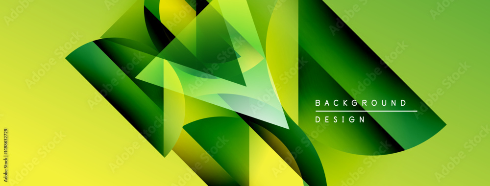 Fototapete abstract geometric design. vibrant green, yellow hues create dynamic composition. modern background 