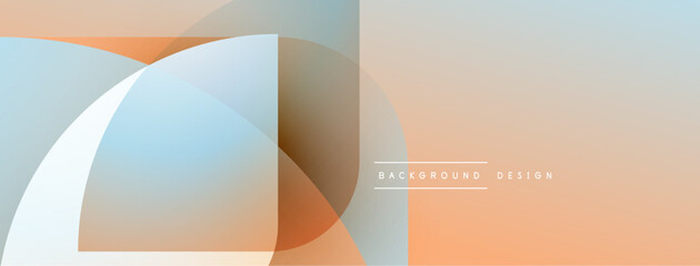 Abstract geometric shapes overlap. Soft pastel colors create modern design. Minimalist composition, smooth gradients present.