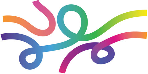 Colorful Abstract Gradient Wavy Line on white background. Colorful Abstract Gradient curvy shapes. Gradient Rainbow Color Abstract doodle line shapes.