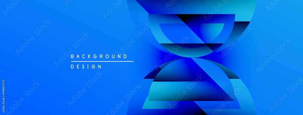 Aufkleber abstract blue design features layered shapes. gradient creates depth, modern aesthetic. text reads b