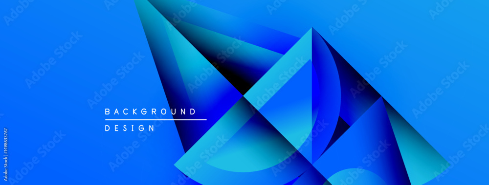 Leinwandbilder abstract blue design features overlapping geometric shapes. gradient colors create depth, modern aes