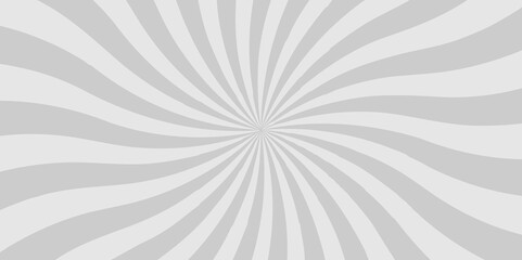 Abstract white and gray pop creative cartoon sunburst ray and vector illustration background. Modern stipes line ray spiral design beam pattern texture.	
