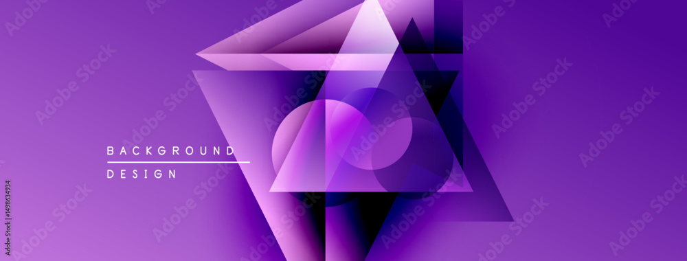 Aufkleber Abstract purple design features overlapping geometric shapes. Gradient colors create dynamic visual effect. Modern background texture.