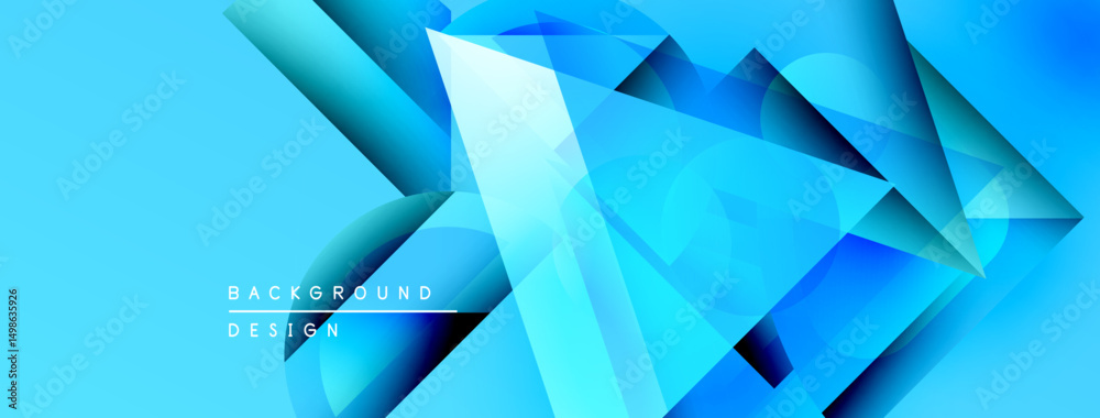 Aufkleber Abstract blue geometric shapes create dynamic background. Bright gradients, sharp angles, modern design elements present.