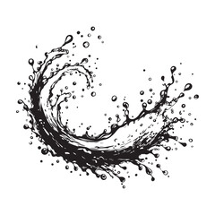 Dynamic Water Splash Vector Illustration with Circular Motion