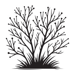 Silhouette Bush with Berries Vector Illustration Natural Plant Design