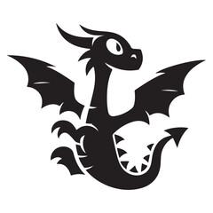 Cute Dragon Silhouette Vector Illustration for Fantasy Designs