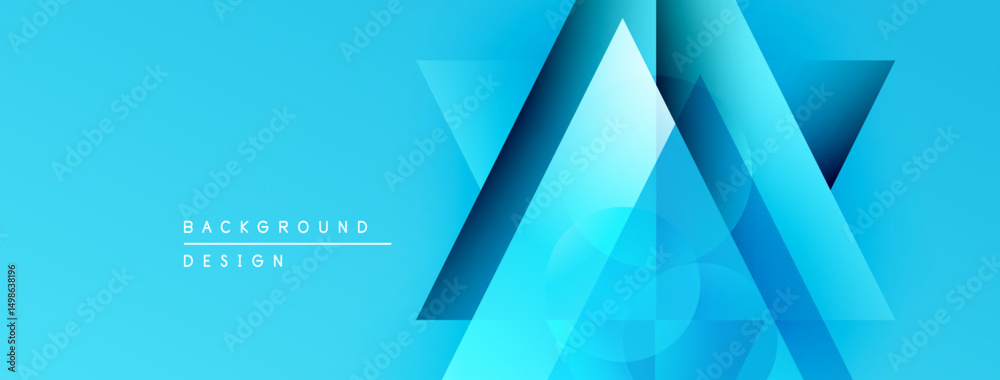 Poster abstract blue geometric shapes overlap. modern design features gradients, lines, text elements. clea