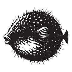 Puffer Fish Vector Silhouette Graphic Illustration Aquatic Life
