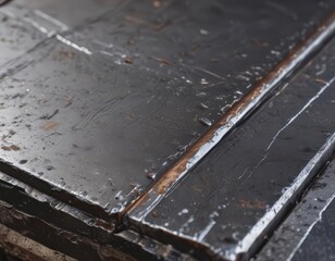 Weathered steel, close-up detail, reflective highlights, grey, design