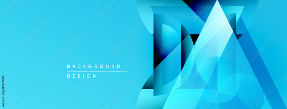 Aufkleber abstract geometric design. blue shades create layered shapes, modern aesthetic. minimalist compositi