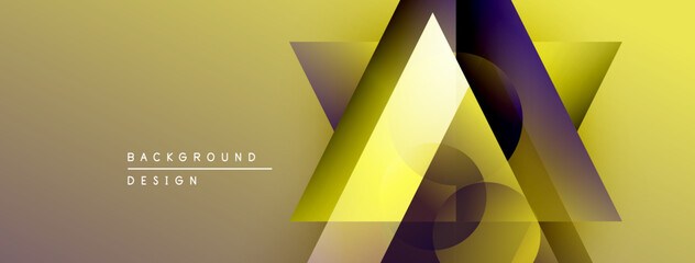 Obraz premium Abstract geometric design. Yellow, purple gradients create dynamic visual effect. Modern background suitable for presentations, branding.