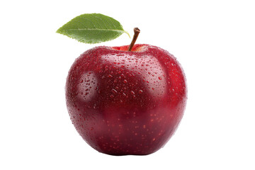 Fresh red apple with dew on black background, cut out
