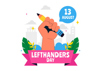 Happy Left Handers Day Celebration Vector Illustration Featuring the Awareness and Pride of Being Left Handed in a Flat Style Cartoon Background