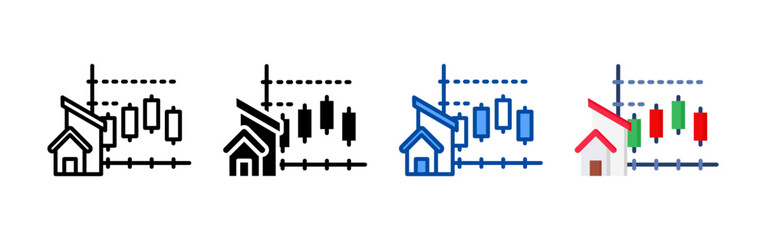 Real estate market icon set bundle. Multi style icon collection perfect for websites, apps, and presentations. Simple vector icon collection