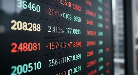 Financial Data Display with Stock Market Figures on Screen