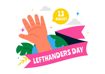 Happy Left Handers Day Celebration Vector Illustration Featuring the Awareness and Pride of Being Left Handed in a Flat Style Cartoon Background