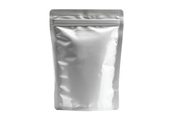 Silver foil pouch bag with zip lock for food and product packaging, cut out