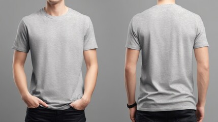 Grey T-Shirt Mockup: Front and Back Views