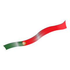 Elegant Curved Ribbon with Portuguese Flag Colors and National Emblem