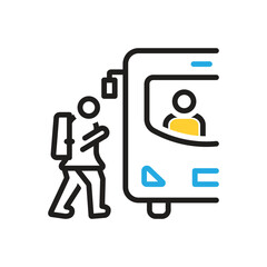 Multi color icon for child climb on bus