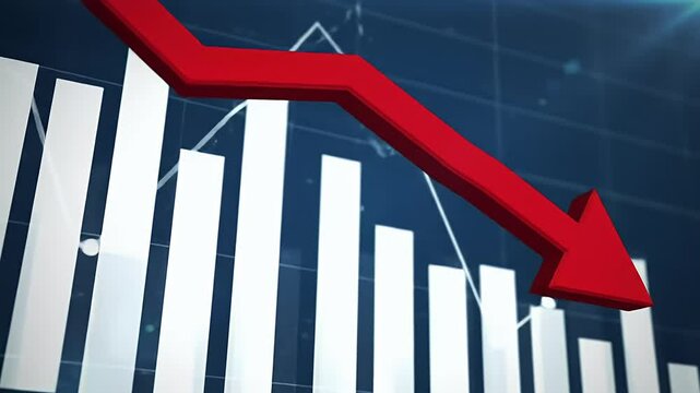 Falling Chart Showing Downward Trend Slow Motion